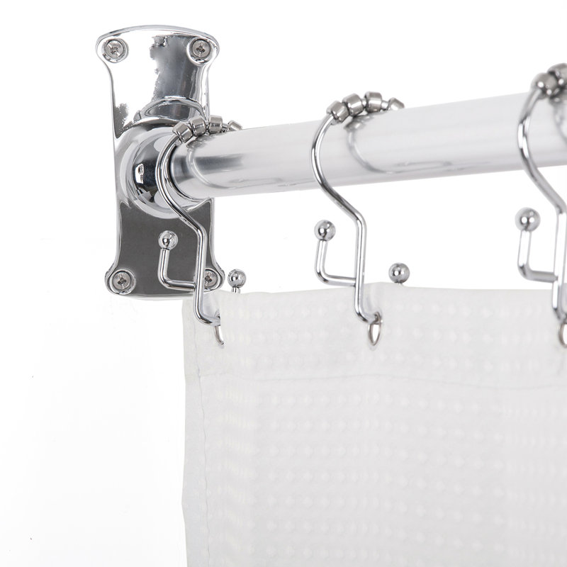 Chrome L-Shaped Wall Mounted Shower Curtain Rod