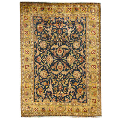 High-Quality Hand-Knotted Black And Gold Area Rug