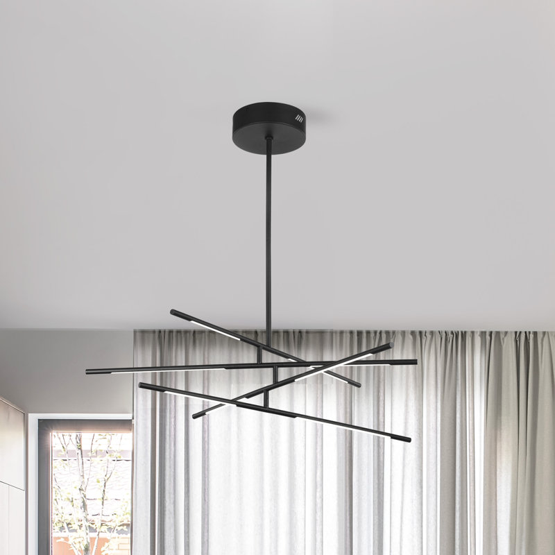 8 - Light Geometric LED Chandelier, Black