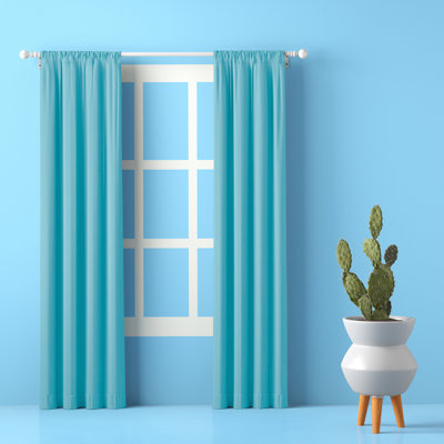 Tricia Solid Curtain Panel Pair, Room Darkening Rod Pocket Curtain Thermapanel