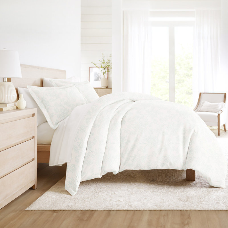 Ensemble de housse de couette en microfibre à motif ultra doux, Housse de couette pour très grand lit et 2 taies , Sarcelle