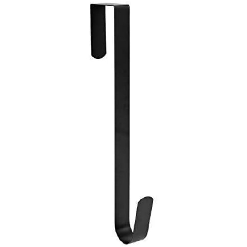 Cintre de 15 po pour porte d'entrée, cintre de porte en acier robuste, crochet de suspension au-dessus de la porte (noir, 1)