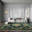 Green Hand-Knotted Wool Art Deco Diamond Geometric Modern Contemporary Carpet Rug-202305018