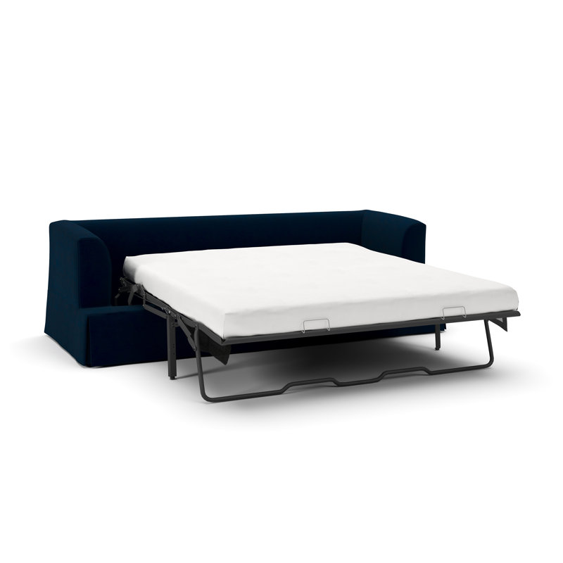 Lucia 92.5'' Slipcovered Sleeper Sofa, Bella Ink Blue Performance Velvet