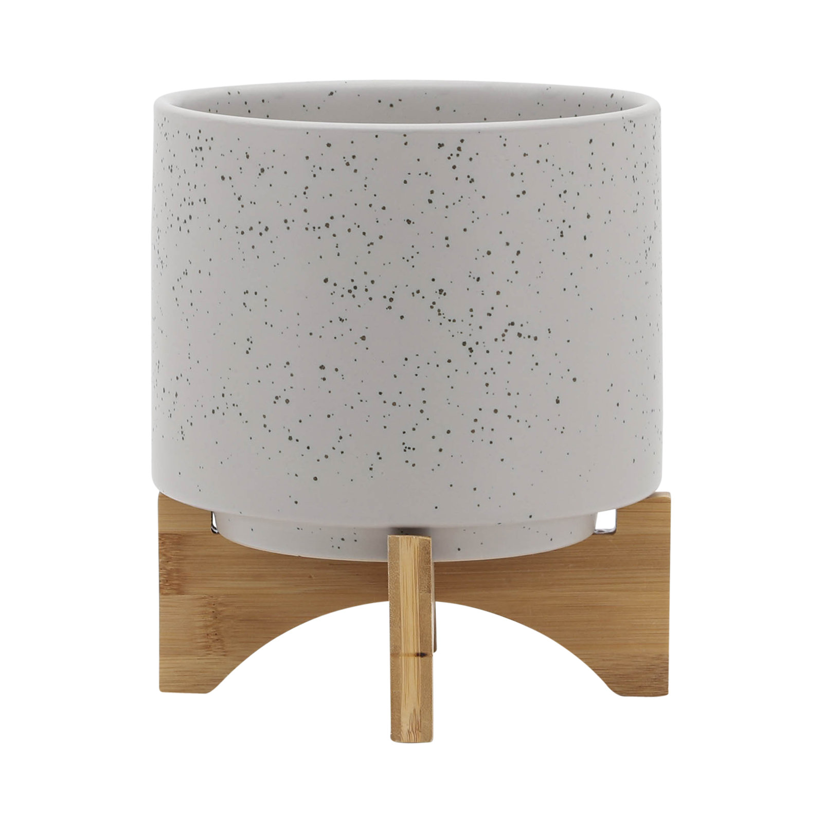Sagebrook Home Ascend Neutral Ceramic Planter Pot with Stand Indoor/Outdoor, 9" H x 8" W x 8" D, Beige, 1