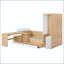 Lit plateforme double en bois avec 6 tiroirs, bureau, tablettes et garde-robe-1908621397
