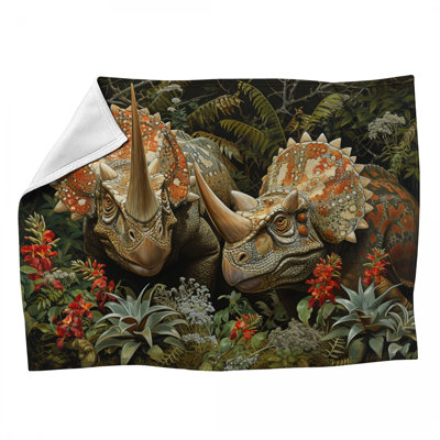 Dinosaurs Fleece Throw Blanket - Prehistoric Throws for Sofas or Beds