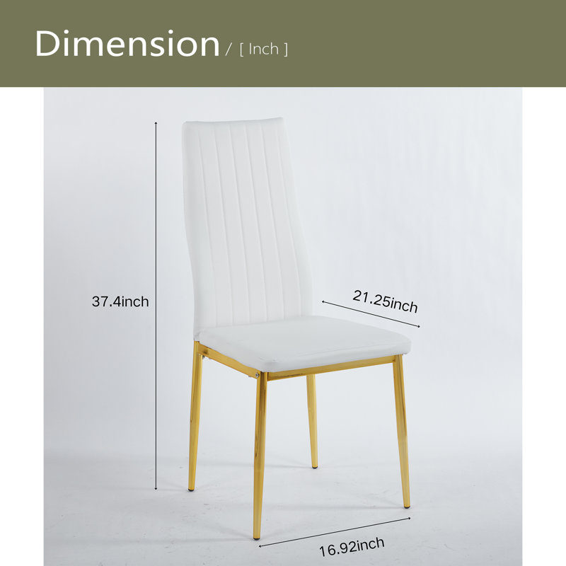 Ensemble de 4 chaises, Blanc, Doré
