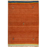 Moroccan Hand-Knotted Wool Area Rug in Rust/Blue/Yellow