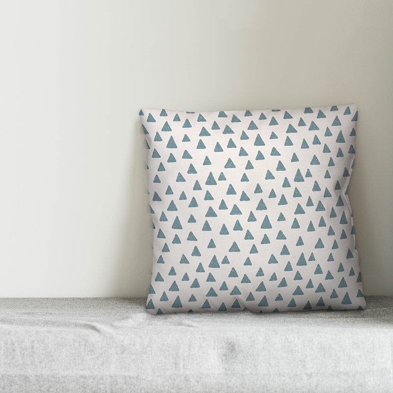 Polka Dots Reversible Throw Pillow, 18" x 18", White/Blue Geometric 5