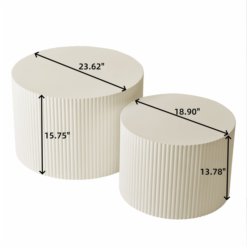 Wave Stripe Nesting Coffee Table(Set of 2), Beige