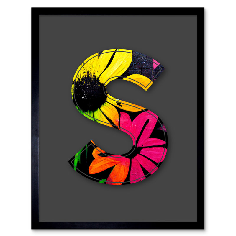 Letter S Floral Wall Decorative Graffiti - Single Picture Frame Print