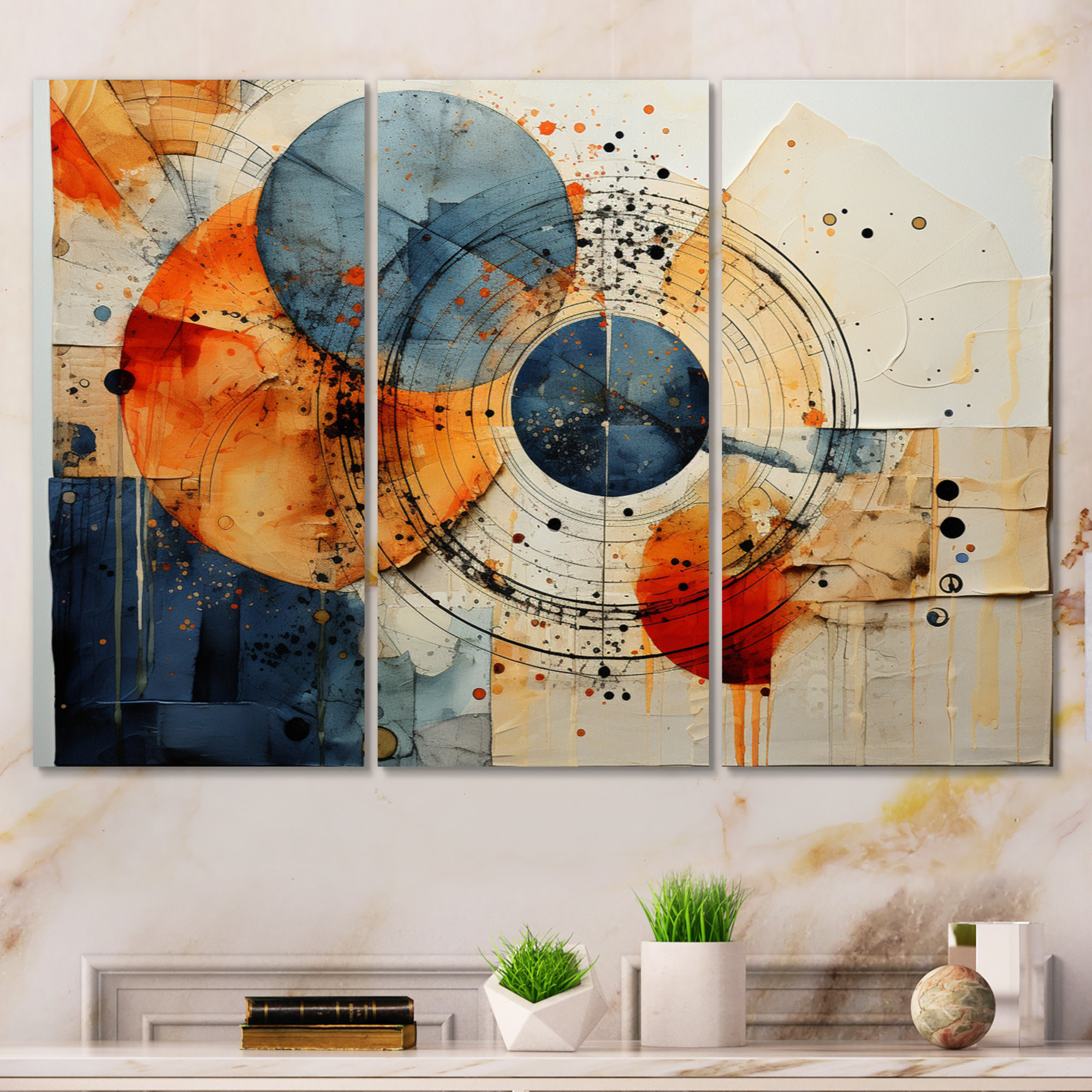 Wrought Studio Mixed Media - Abstract Spirals Wall Art Living Room Set ...