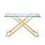 Avilee 120cm Metal Console Table for Living Room Furniture, Modern Glass Top Hallway Table, Entrance Table-91854423-91854422