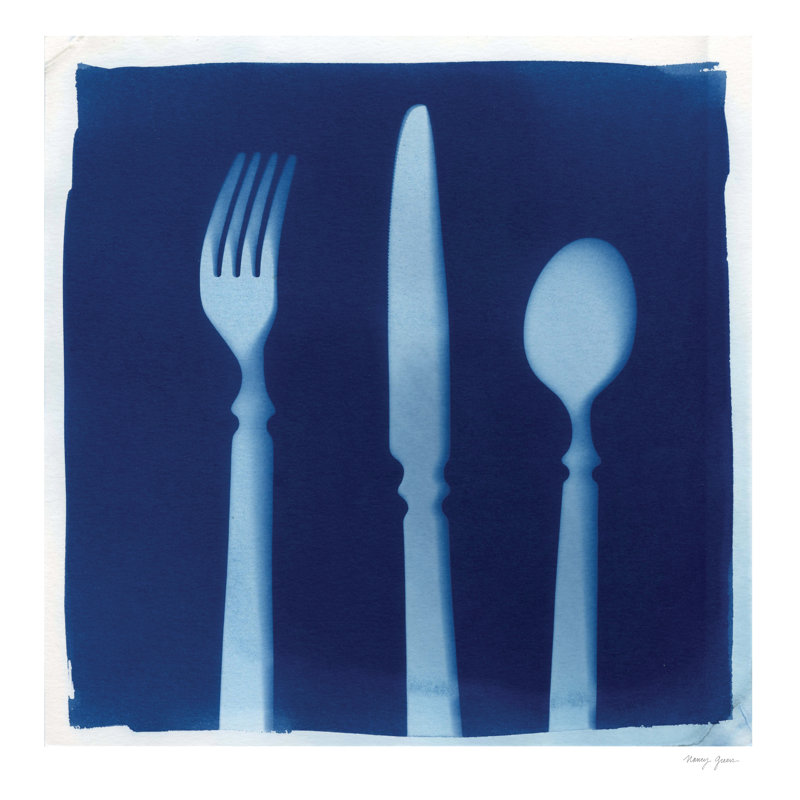«Cyanorph Kitchen VI» par Nancy Green - Peinture, H 20 po x l 20 po, Toile tendue