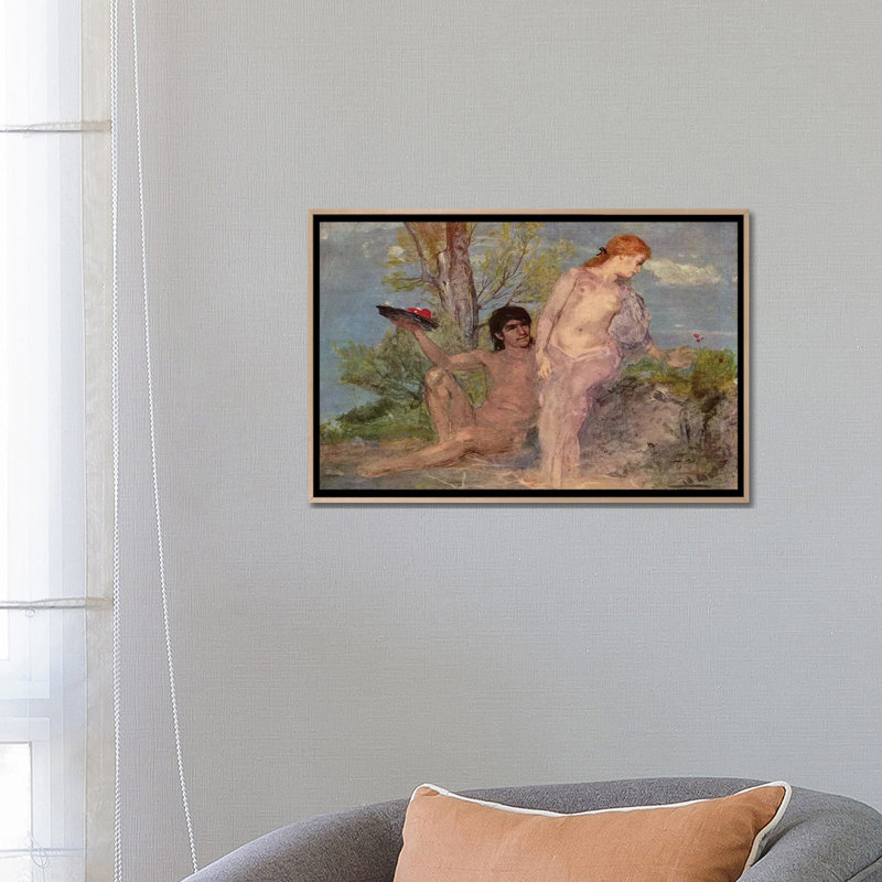 Idylle - ABQ61, H 18 po x l 26 po, Impression sur toile flottante sans passe-partout, Beige