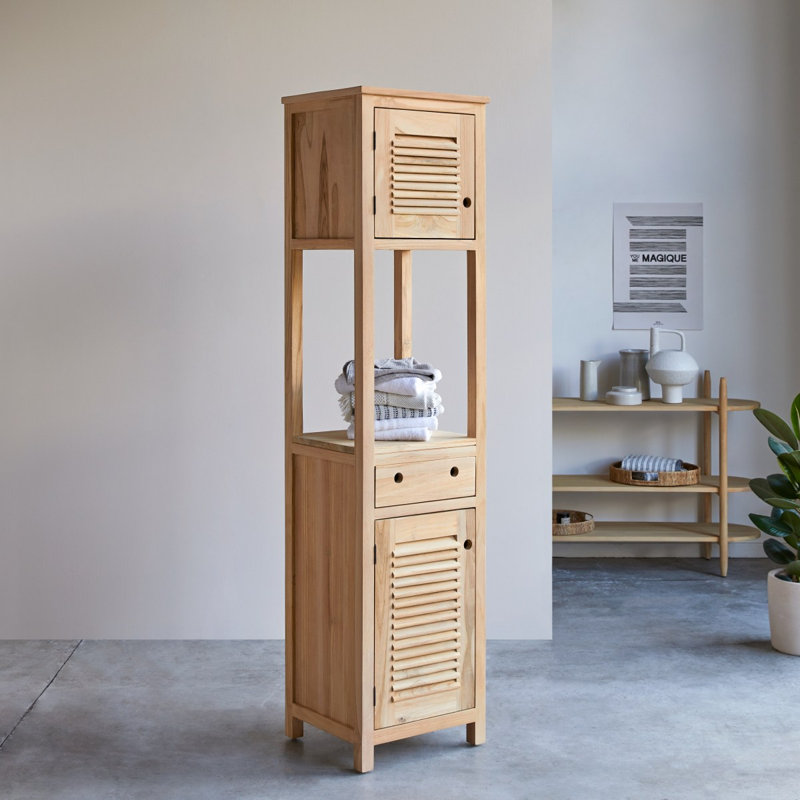 Coline Solid Wood Freestanding Linen Cabinet