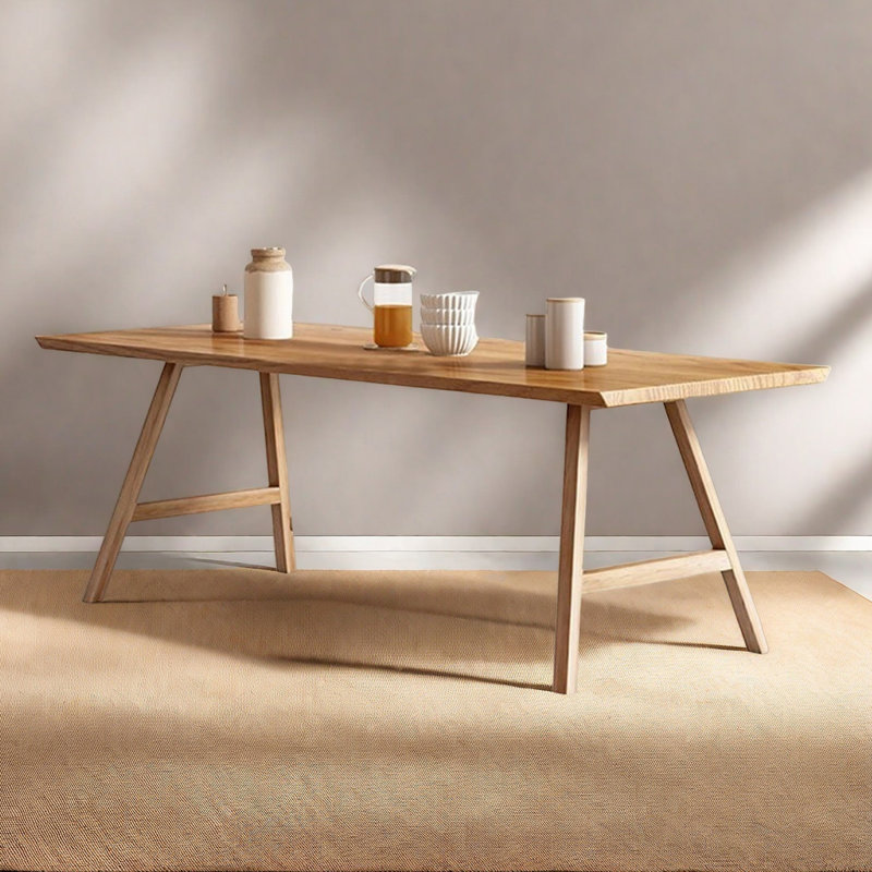 Table de salle à manger moderne minimaliste en bois massif de style wabi-sabi, H 29,53 po x L 62,99 po x l 29,53 po