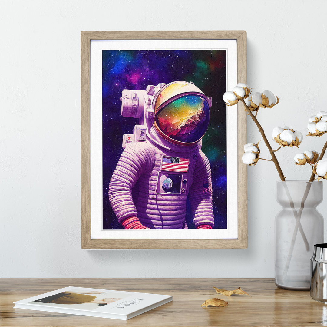 Astronaut Above Earth - Single Picture Frame Print
