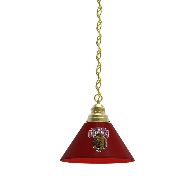 1 - Light Single Pendant, Brass, Montana Grizzlies