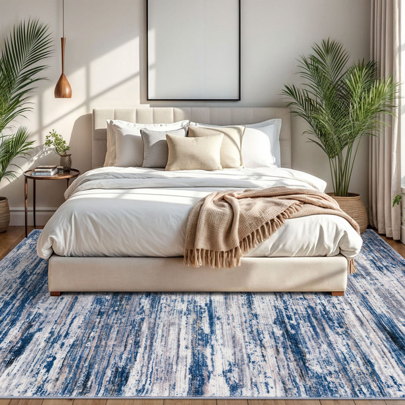 Modern Abstract Area Rugs 8x10 Washable Rug for Living Room Large Soft Thin Bedroom Rug with Rubber Backing 