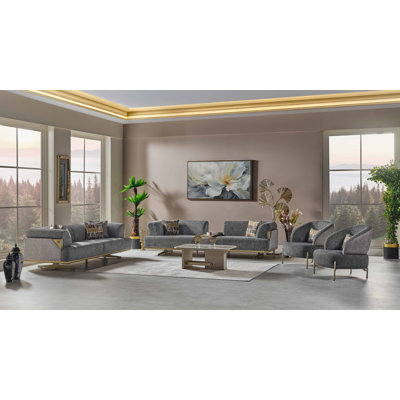 Marteeka 4 - Piece Velvet Living Room Set