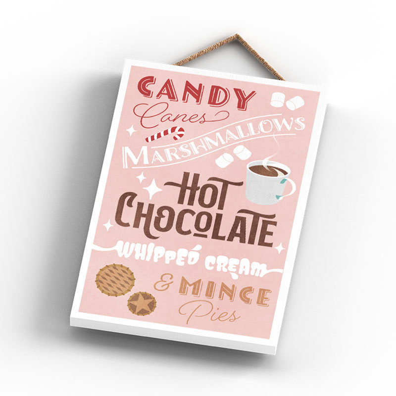 Xmas Candy Canes Wooden Plaque, 18.5cm H x 12cm W x 0.9cm D