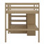 Lit mezzanine en bois avec garde-robe intégré, bureau, tablettes de rangement et tiroirs-1013714363