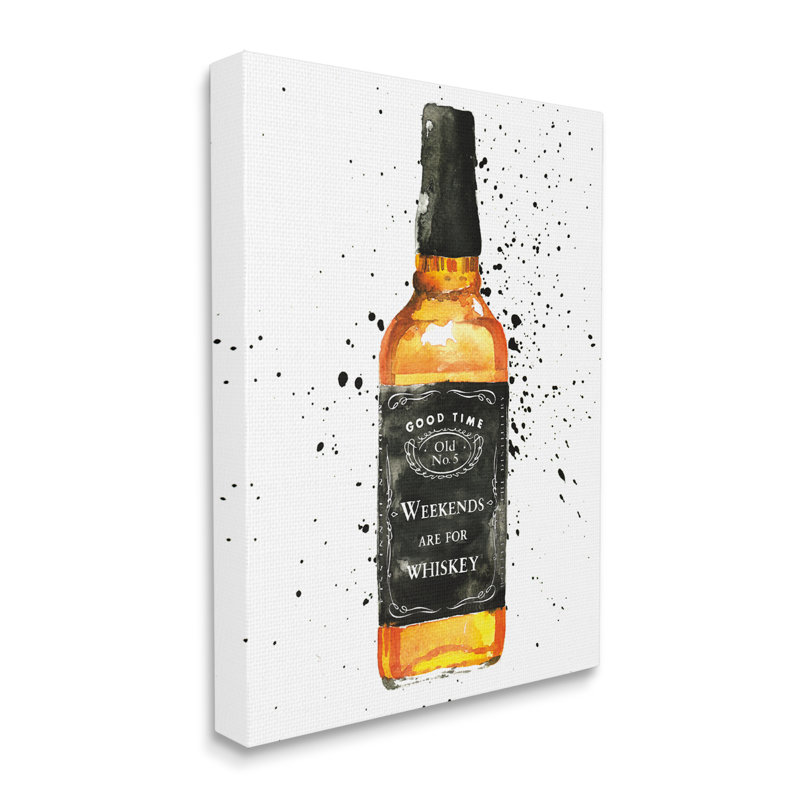 «Weekends Are For Whiskey» citation bouteille d'alcool, H 40 po x l 30 po, Toile tendue
