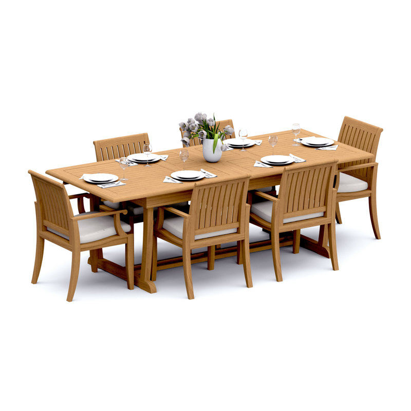 Lagos Teak Wood Patio Dining Set with, 6