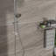 Douche de 25 cm (10 po) - Double pommeau, 5 jets, fixation murale, douchette de tête avec bras et tuyau flexible inclus, montage sur sortie, raccords inclus