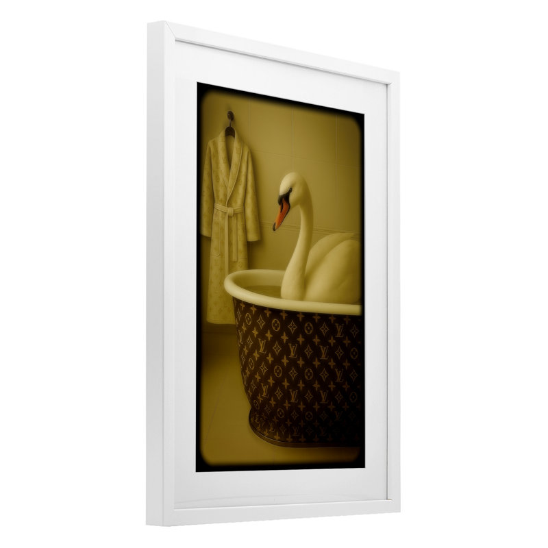Impression sur toile encadrée Couture Swan, par Grotto Studios, 23 x 17, Coastal White Under Glass Framed