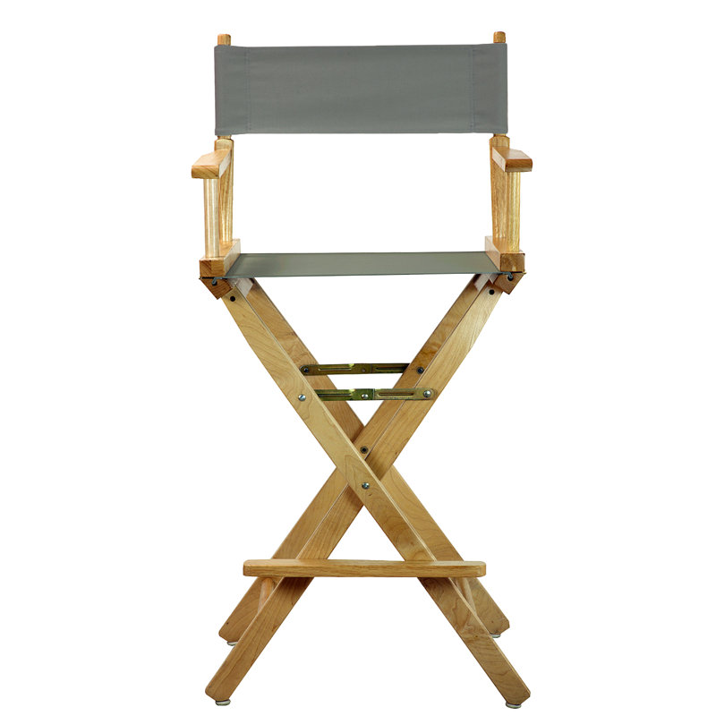 30" Folding Director Chair with Canvas, Natural, Gray