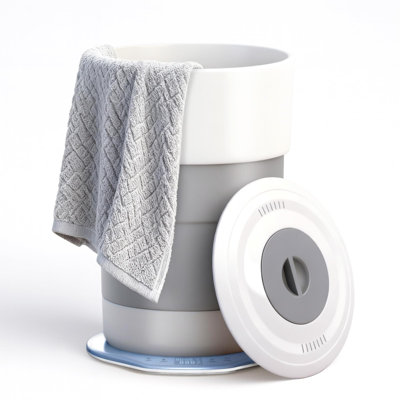 Towel Warmer, 23L Towel Warmer Bucket with Time Setting, Auto Shut-Off, Retractable Portable, Fits Up to Two Large Towels, Bathrobes, Blankets, PJ's and More, (Grey)