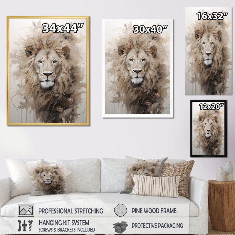 «Powerful Lion S Stare Portrait III», reproduction sur toile, Toile tendue, H 40 po x l 30 po x P 1,5 po