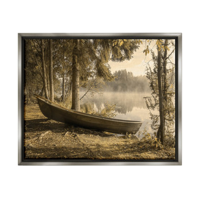«Lakeside Canoe Forest Wilderness», art mural encadré par Lil 'Rue