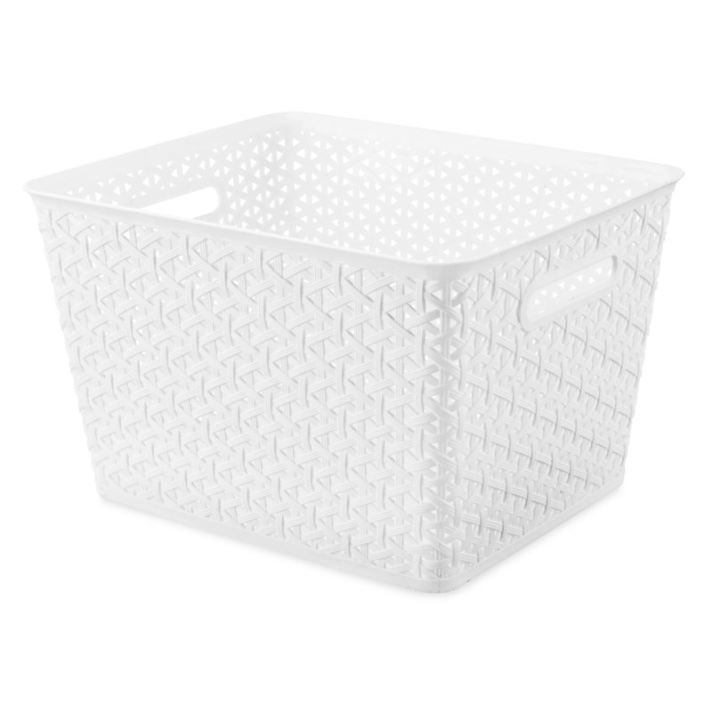 Whitmor Resin Form Half Basket, White, Extra Large