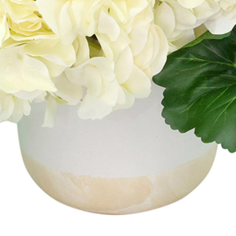 Hydrangeas and Ivy in Ceramic Vase