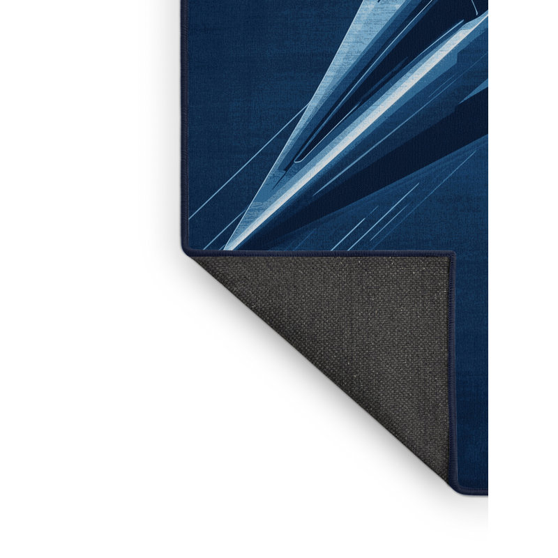 Tapis bleu moelleux et moelleux volant en forme de drone volant - bleu marine, 3 x 5