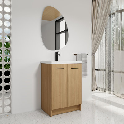Meuble-lavabo 24 po avec lavabo en résine et armoire de rangement à deux portes