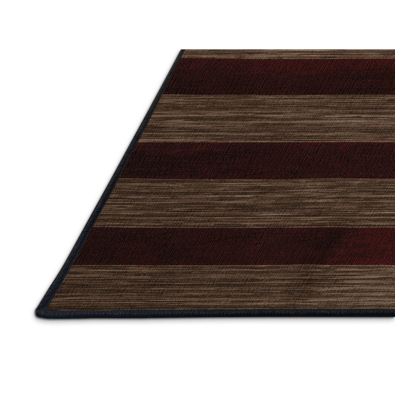 Tapis noir à rayures horizontales lavable à la machine, Rectangulaire 2 pi x 3 pi