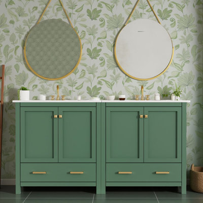 ??Modern 60" Bath Vanity - Soft-Close Doors, Waterproof, Built-in Shelves?