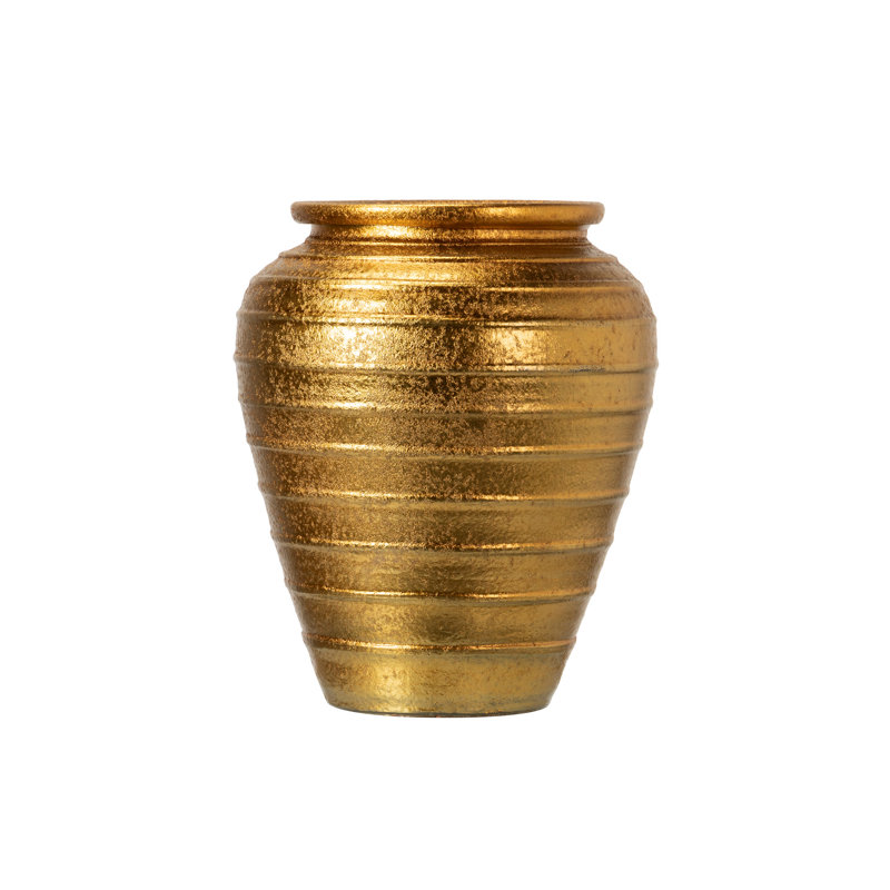 Ceramic / Porcelain Table Vase, 52cm H x 44cm W x 44cm D, Gold