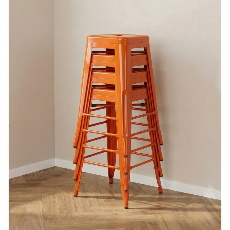 Counter Stool with Metal Frame, Orange