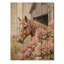 Hortensias et chevaux par la grange I - impression d'hortensias sur bois de pin naturel-1777066064