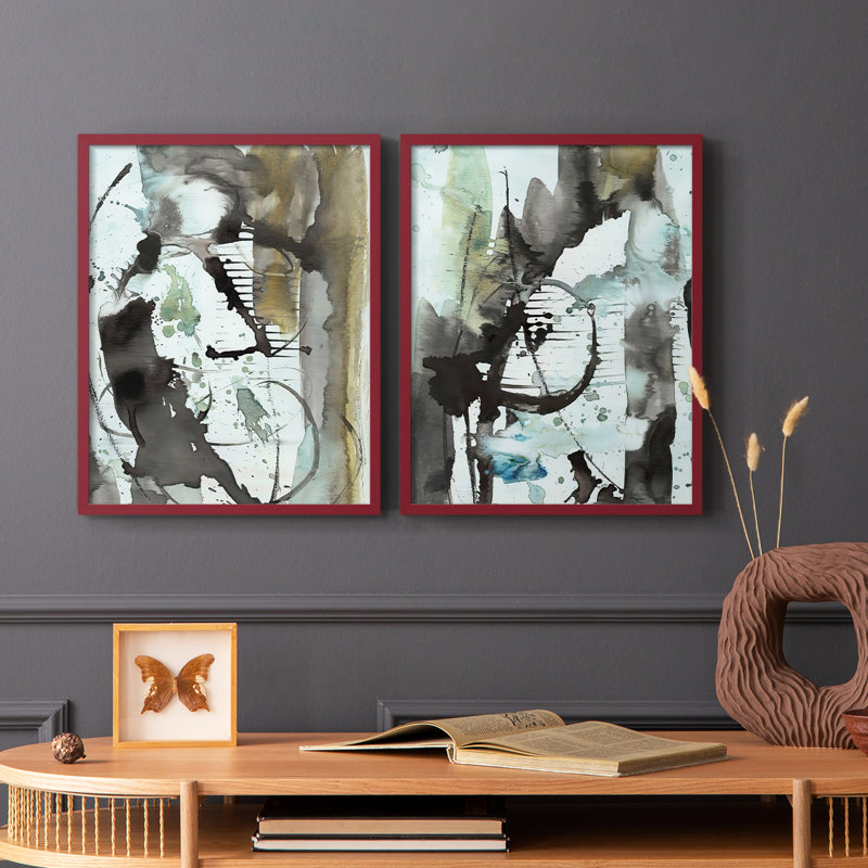 «Lyrical Abstract I», reproduction encadrée de qualité supérieure - prête à être accrochée - aucun clou requis - aucun clou requis