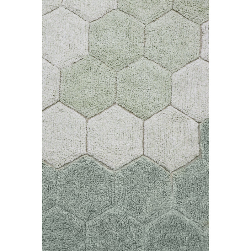 Washable Round Rug Honeycomb Blue Sage