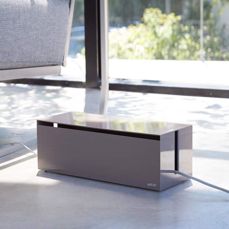 Gray Plastic Lidded Cable Management Box