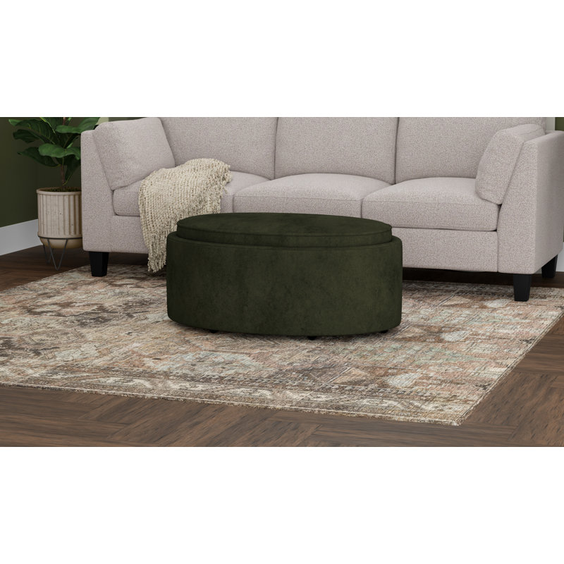Reversible Tray Top Storage Ottoman, Moss Green