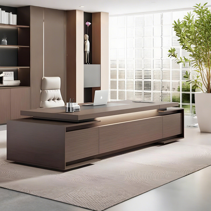 Bureau de direction minimaliste moderne avec cabinet d'appoint 102,36 ", H 29,53 po x l 102,36 po x P 62,99 po